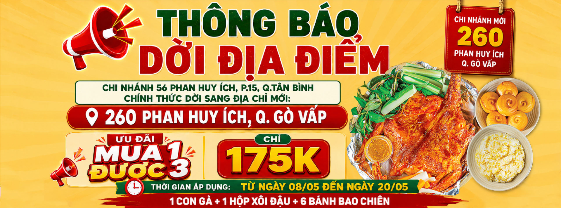 Đệ Nhất Gà Nướng 260 Phan Huy Ích Ưu Đãi Khai Trương Mua 1 được 3